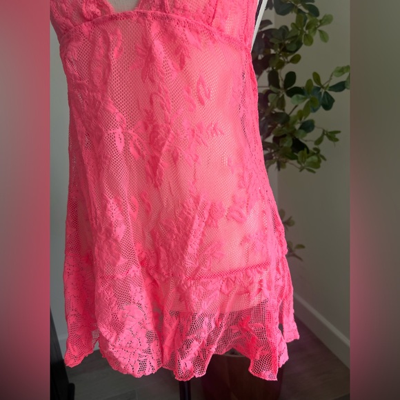 Victoria's Secret Bright Pink Lace Slip - Picture 5 of 12